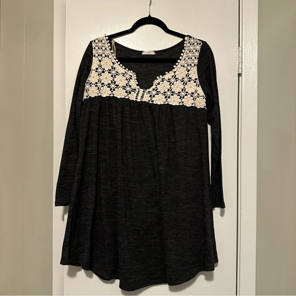 JODIFL Dresses & Skirts - Jodifl black knee length floral embroidered dress size L